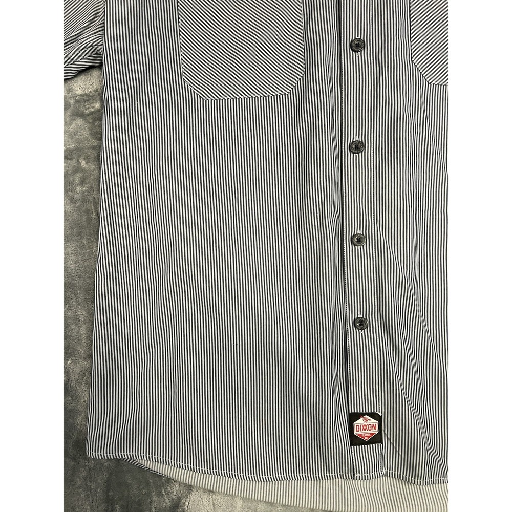 Dixxon Men's 3XL Blue/White Striped Short Sleeve Cotton Canvas Button-Up Shirt - Picture 6 of 14